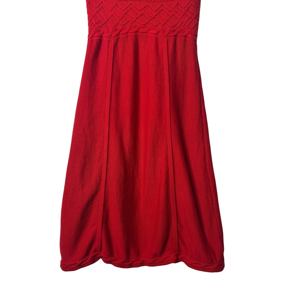 Athleta Alta Sweater Dress XS Red Organic Cotton Wool Braided Twee Collegiate - Picture 7 of 15
